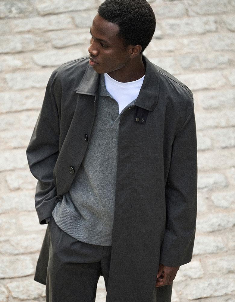 Theory セオリー MOTION WOOL ステンカラーコート M グレー 中古・古着通販】theory (セオリー) スタンドカラーコート グレー